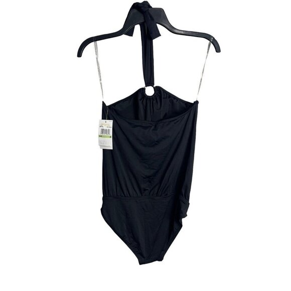 Michael Kors Logo Ring Halter Blouson One Piece Swimsuit NWT Size 8 - Picture 4 of 6